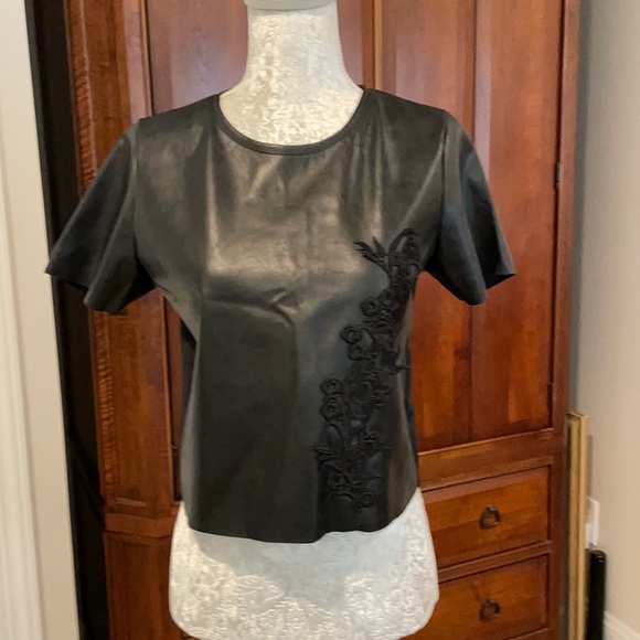 Zara Tops - Zara faux leather crop top size S